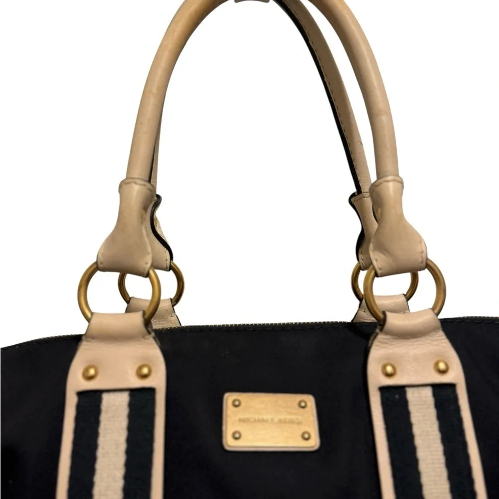 Michael Kors Black and Tan Tote with Structured Design